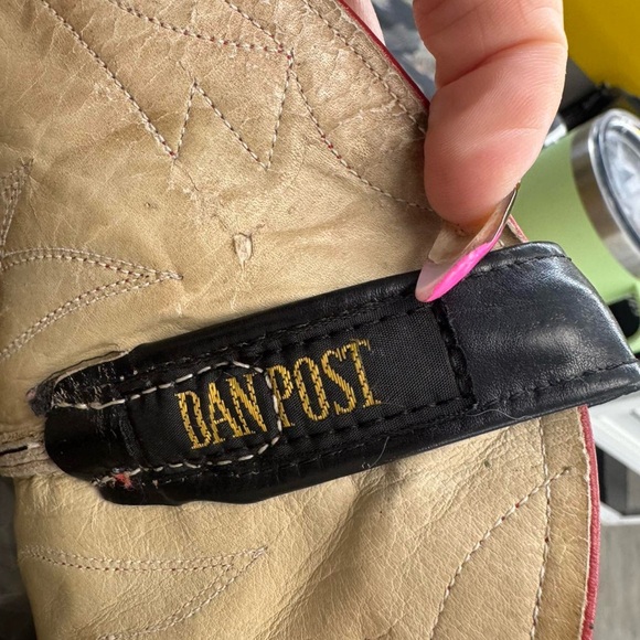 VINTAGE DAN POST Red and black TEJU Lizard cowboy boots women’s 5C! Cowgirl - Picture 2 of 8